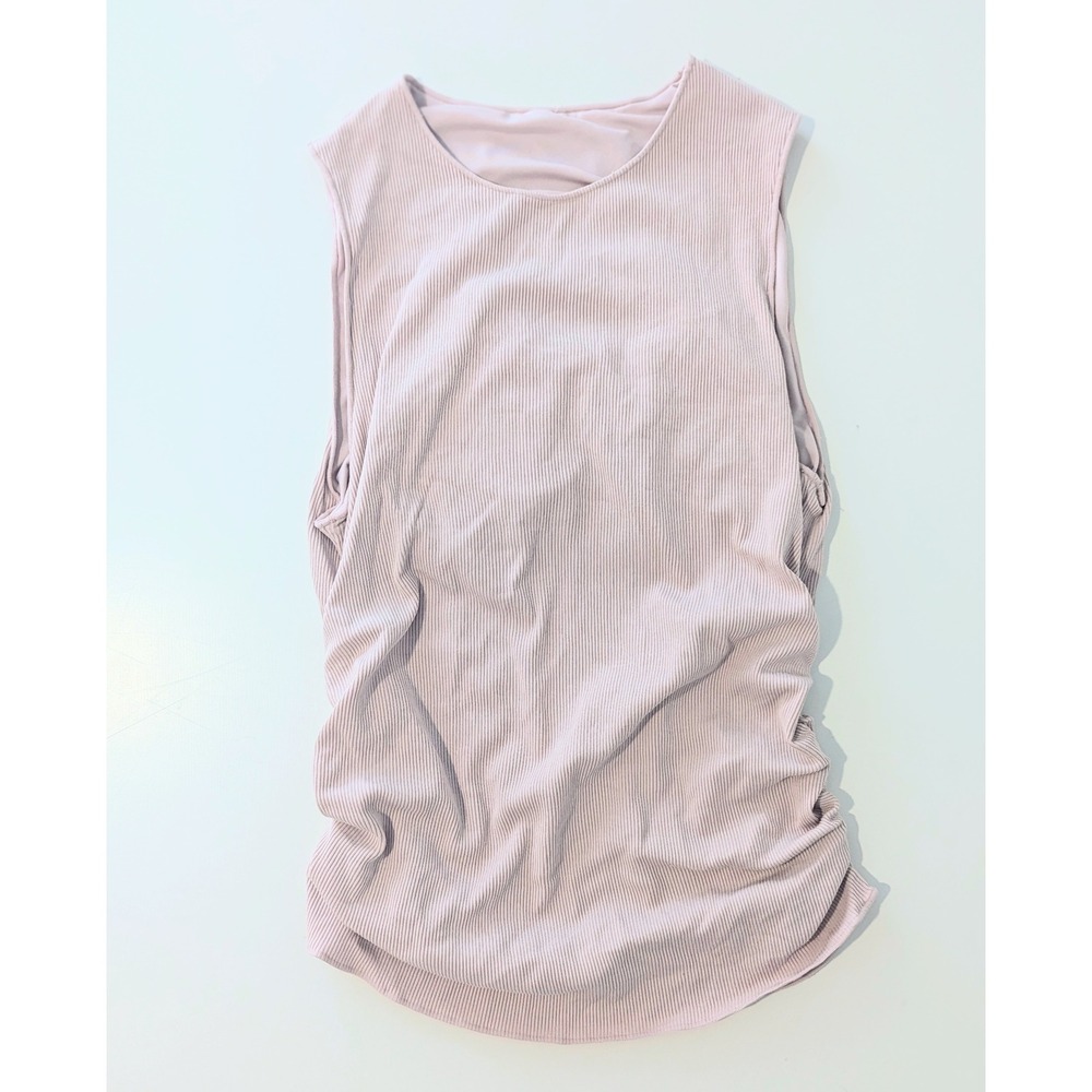 Alo Yoga Ribbed En Pointe Tank Top Built In Bra Pink Medium